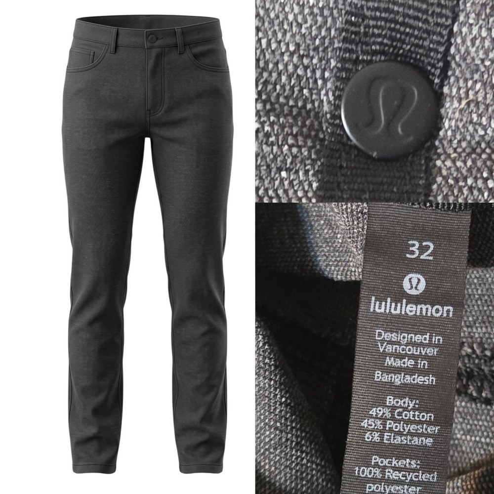 Lululemon ABC Commission Pants Mens 32 Grey TECH Slim Straight 5-Pocket Stretch